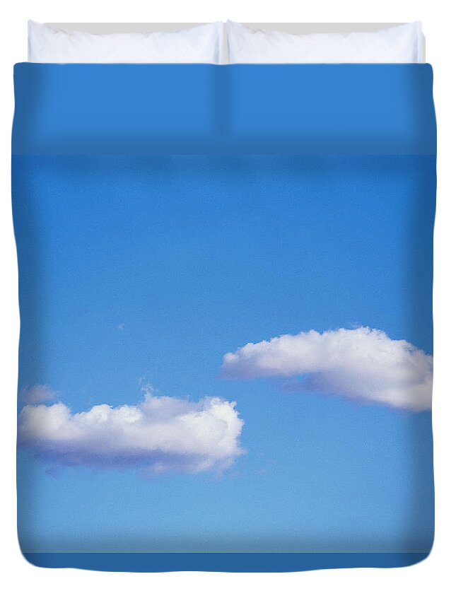 Arizona Duvet Cover featuring the photograph Puffy Clouds Floating In Sky, Grainy by Brian Stablyk