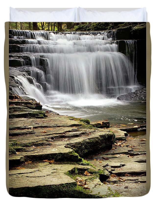 Waterfalls Duvet Cover featuring the photograph Pure And Tranquil Waterfall by Christina Rollo