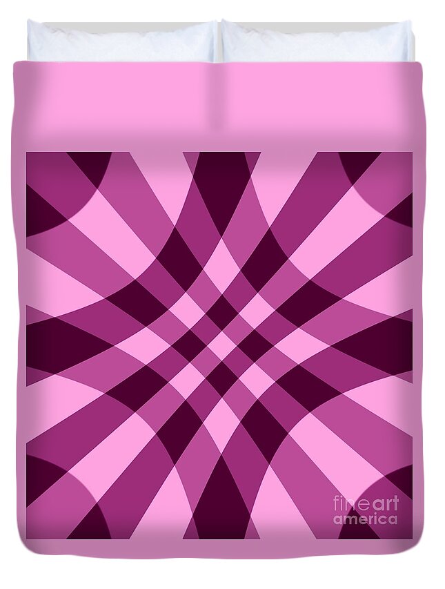 Maroon Duvet Cover featuring the digital art Maroon Pink Crosshatch by Delynn Addams for Home Decor by Delynn Addams