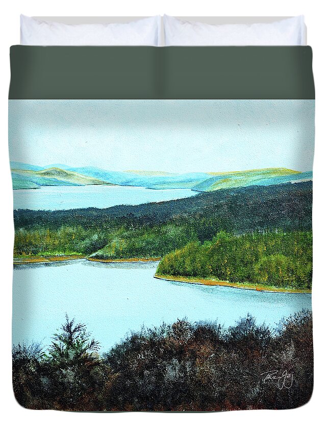 Quabbin Reservoir Duvet Cover featuring the painting Quabbin Northwest by Paul Gaj