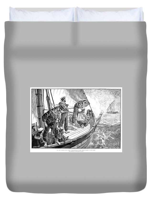 1881 Duvet Cover featuring the drawing Quelling The Slave Trade, 1881 by Granger
