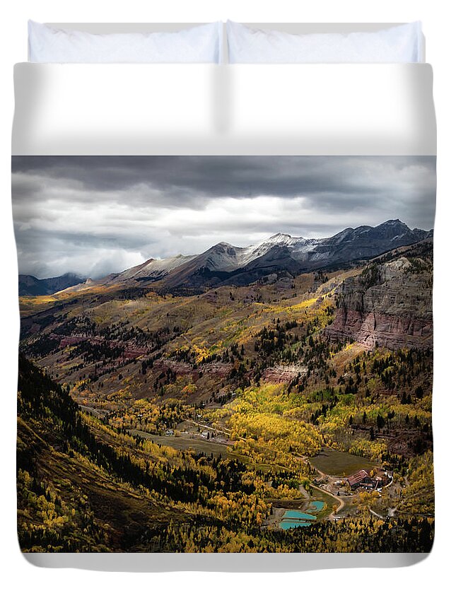 Telluride Duvet Cover featuring the photograph Quilted Color Patchwork by Norma Brandsberg