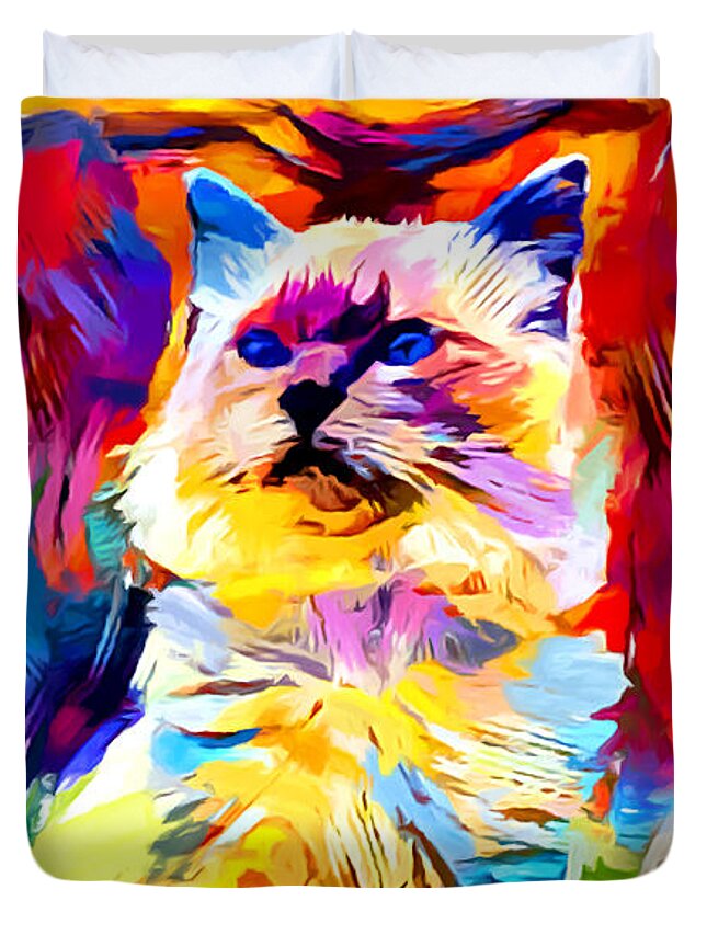 Ragdoll Cat Duvet Cover featuring the painting Ragdoll by Chris Butler