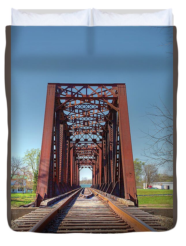 Railroad Duvet Cover featuring the photograph Railroad Bridge by Sharon McConnell