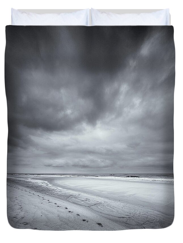 Tranquility Duvet Cover featuring the photograph Rain Clouds, Sylt by Carsten Ranke Photography