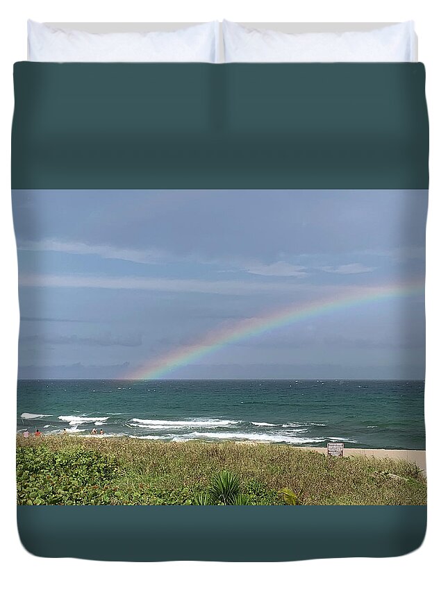 Boca Raton Duvet Cover featuring the photograph Rainbow at Beach by Karen Zuk Rosenblatt