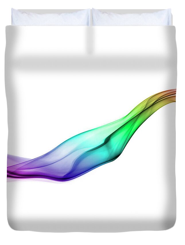 Curve Duvet Cover featuring the photograph Rainbow Coloured Curve Of Smoke by Anthony Bradshaw