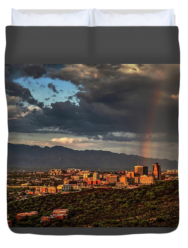 Tucson Duvet Cover featuring the photograph Rainbow over Tucson by Chance Kafka