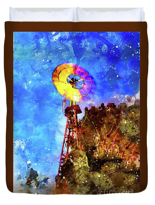 Windmill Duvet Cover featuring the photograph Rainbow Windmill by Mark Jackson