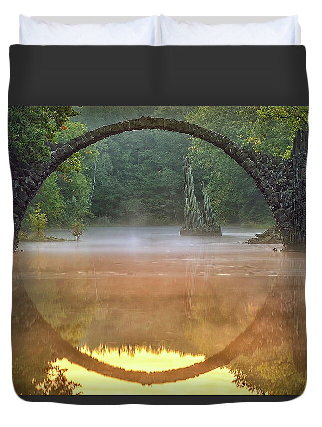 Estock Duvet Cover featuring the digital art Rakotz Bridge, Kromlau Park, Germany by Martha Feustel