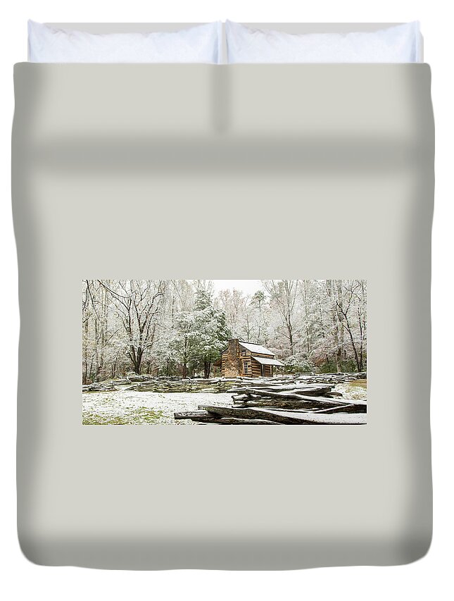Snow Duvet Cover featuring the photograph Rare October Snow by Marcy Wielfaert