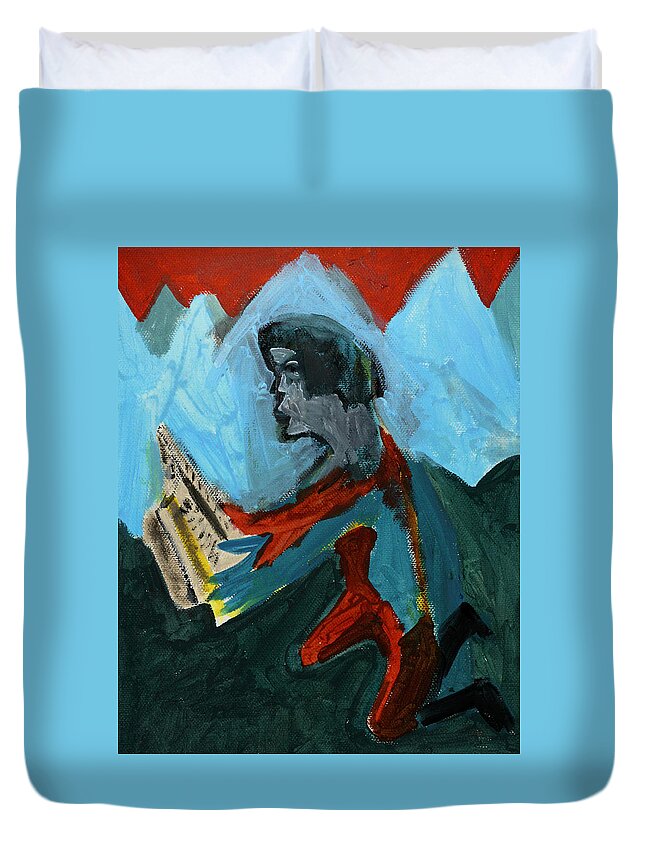 Reading Duvet Cover featuring the painting Reading by Edgeworth Johnstone