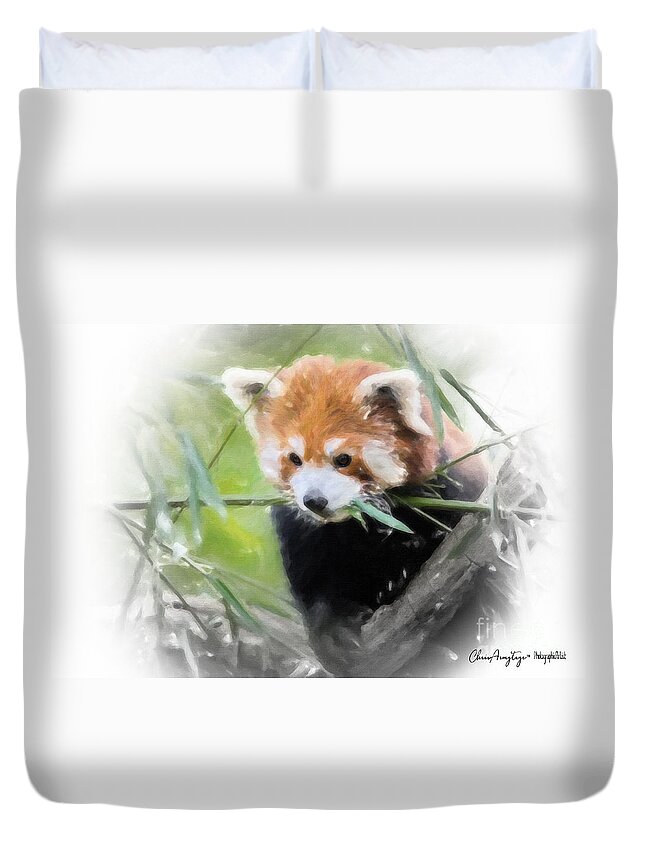 Red Panda Duvet Cover featuring the painting Red Panda by Chris Armytage