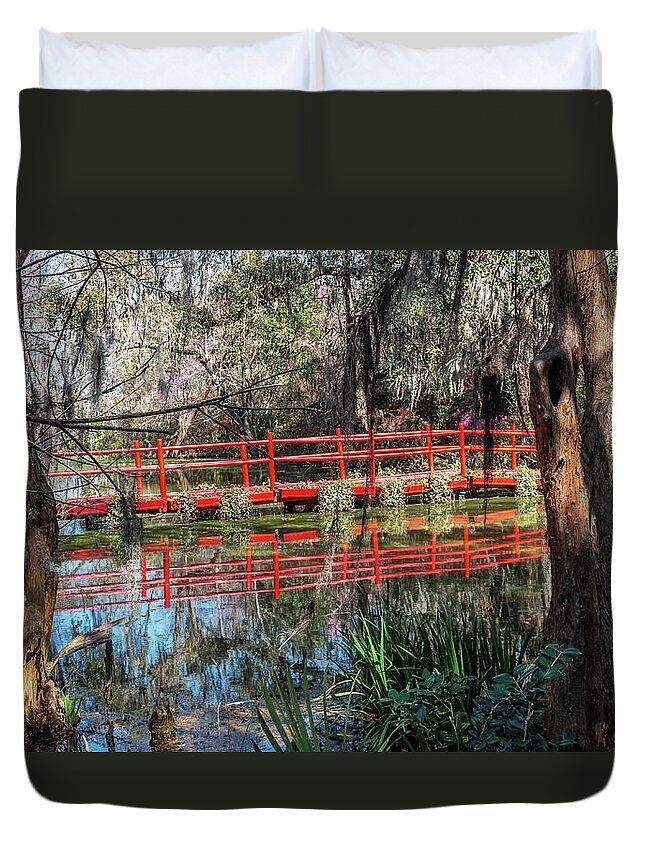 Bridge Duvet Cover featuring the photograph Red Path by Susie Weaver