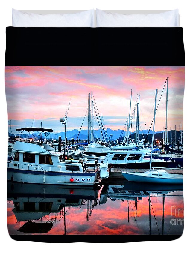 Sold Duvet Cover featuring the digital art Red reflections by Peter R Nicholls