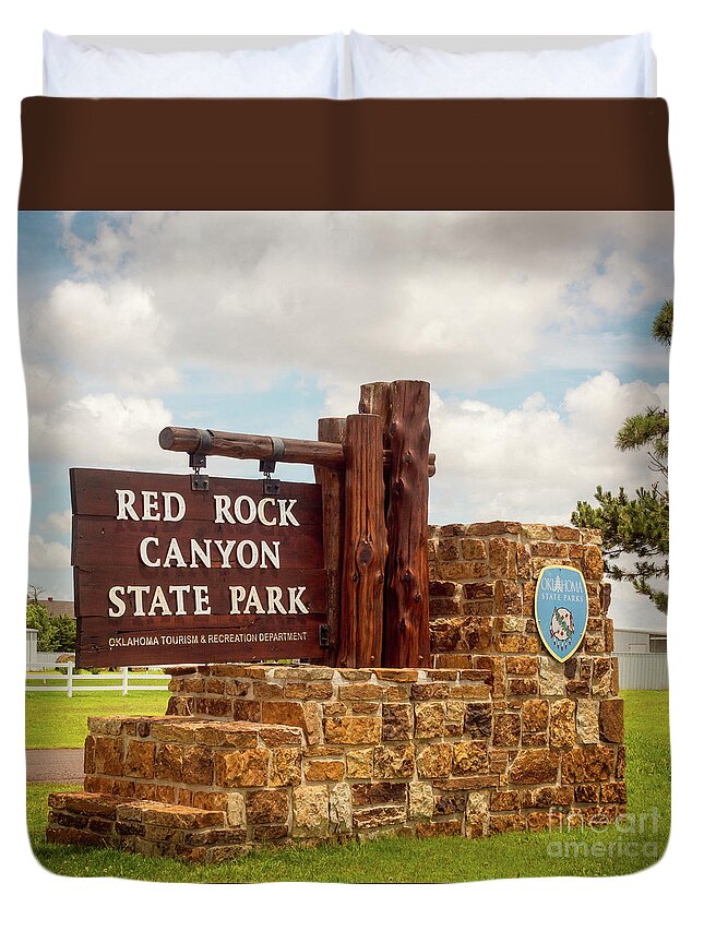 Red Rock Canyon State Park Duvet Cover featuring the photograph Red Rock Canyon State Park Entrance Sign by Imagery by Charly