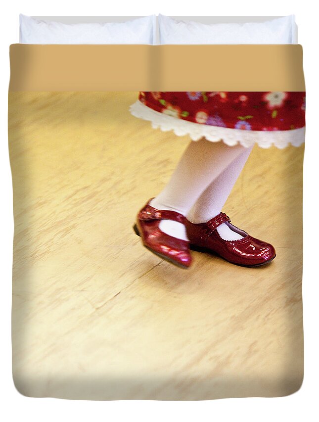 Mary Janes Duvet Cover featuring the photograph Red Shoes by Carlos Luis Camacho Photographs