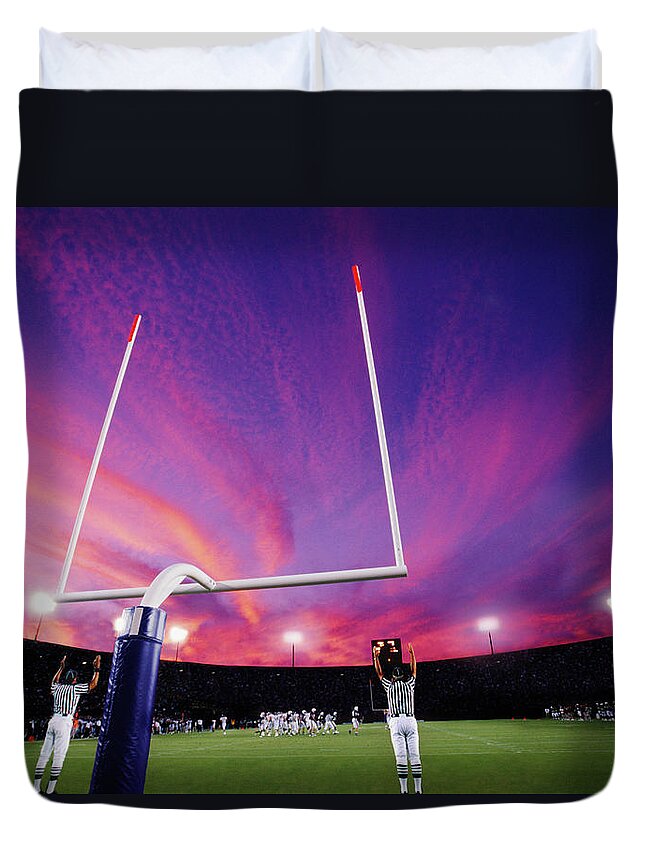 Authority Duvet Cover featuring the photograph Referees Signaling Field Goal At by David Madison