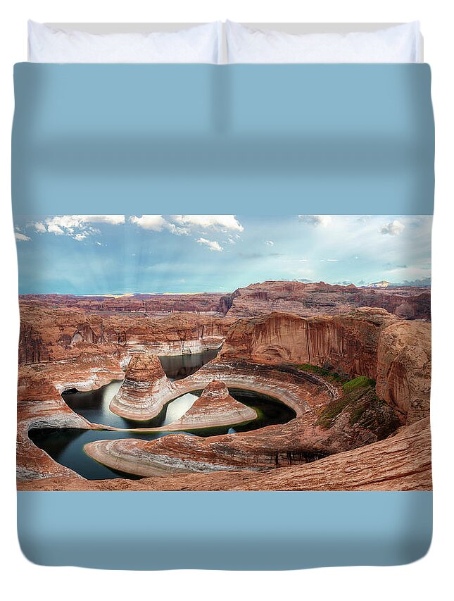 Adventure Duvet Cover featuring the photograph Reflection Canyon Panorama 2 by Alex Mironyuk