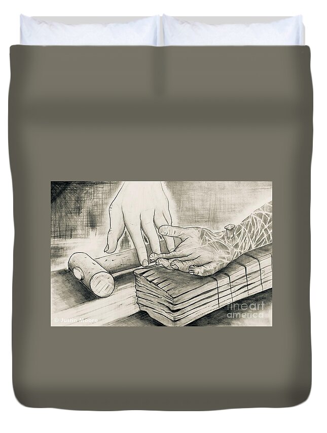 Justin Moore Duvet Cover featuring the drawing Reflection of Life by Moore Creative Images