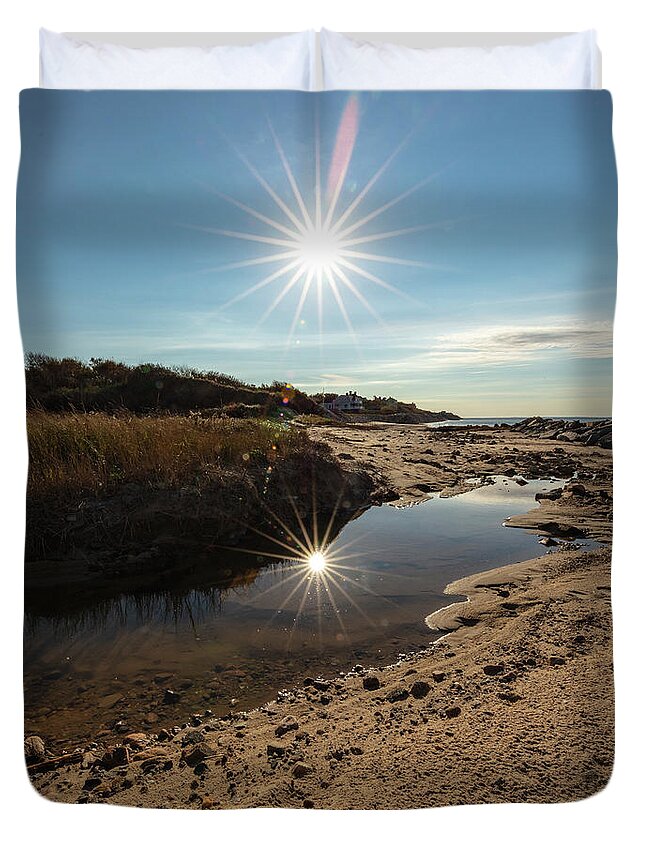 Reflections Of Autumn At The Beach Duvet Cover featuring the photograph Reflections of Autumn at the Beach by Michelle Constantine