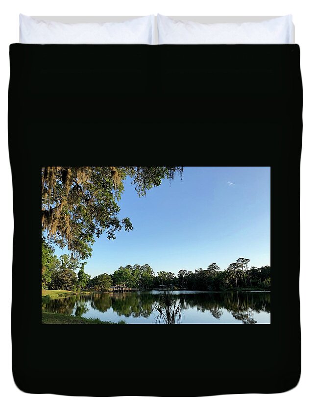 Reflections Duvet Cover featuring the photograph Reflections on Spring Lake by Dennis Schmidt