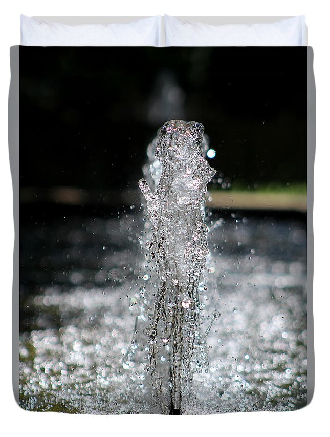 Garden Waters Duvet Cover featuring the photograph Refreshing - Water in Motion by Colleen Cornelius