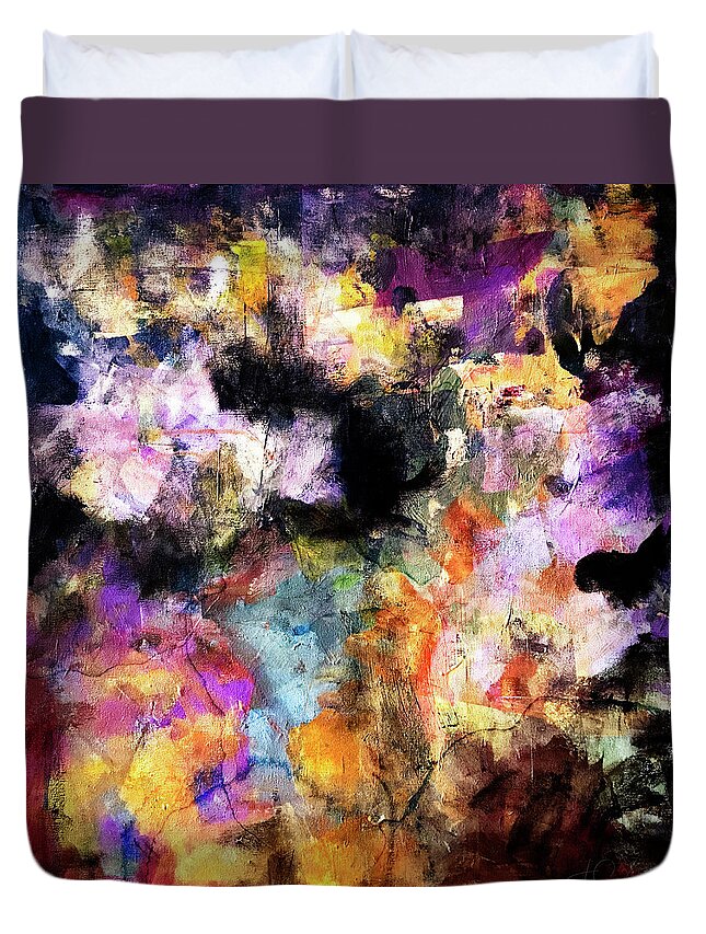 Abstract Duvet Cover featuring the mixed media Regal Autumn by Jo-Anne Gazo-McKim