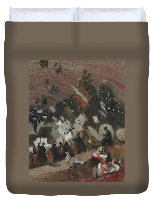 19th Century Art Duvet Cover featuring the painting Rehearsal of the Pasdeloup Orchestra at the Cirque d'Hiver by John Singer Sargent