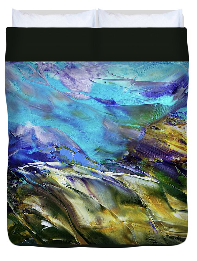Abstract Duvet Cover featuring the painting Release by Diane Maley