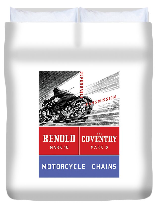 Motorcycle Duvet Cover featuring the painting Renold Mark 10 Motorcycle Chains by Unknown