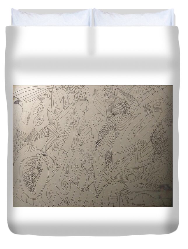 Wall Art Duvet Cover featuring the drawing Repair Relations by Callie E Austin