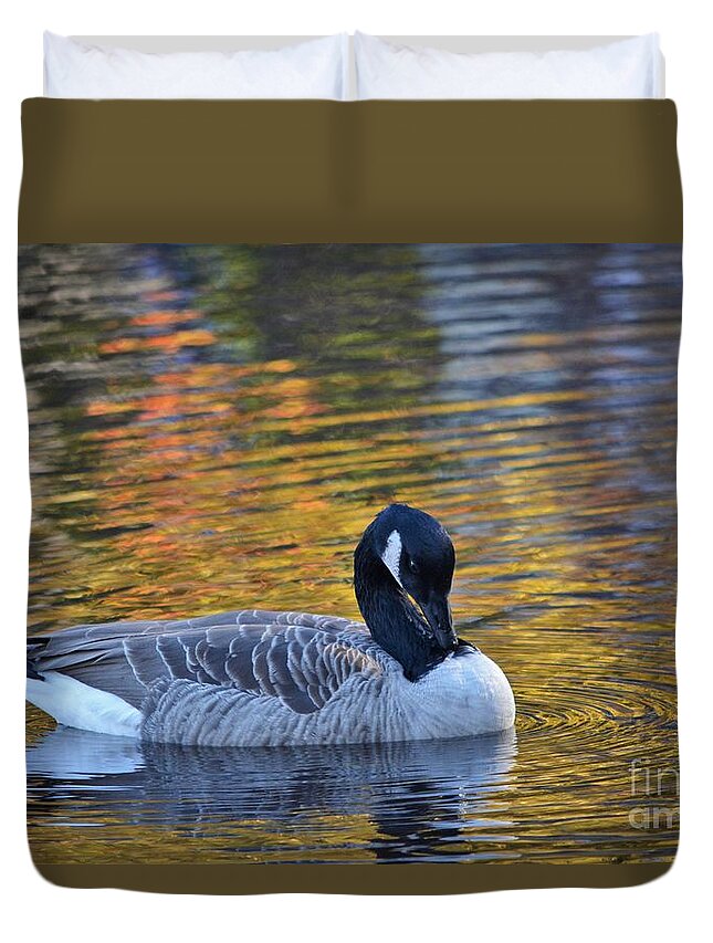 Goose Duvet Cover featuring the photograph Resting In Solitude by Dani McEvoy