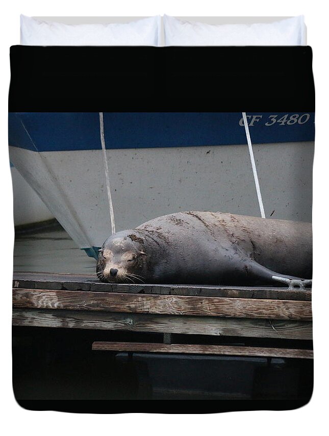 Sea Duvet Cover featuring the photograph Resting on the Dock by Christy Pooschke