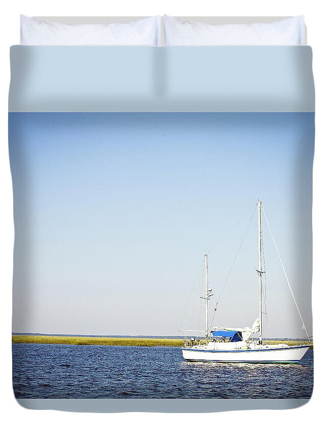 Resting Duvet Cover featuring the photograph Resting Sails by Susan Bryant