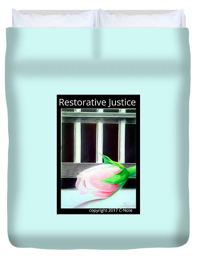 Black Art Duvet Cover featuring the drawing Restorative Justice by Donald C-Note Hooker