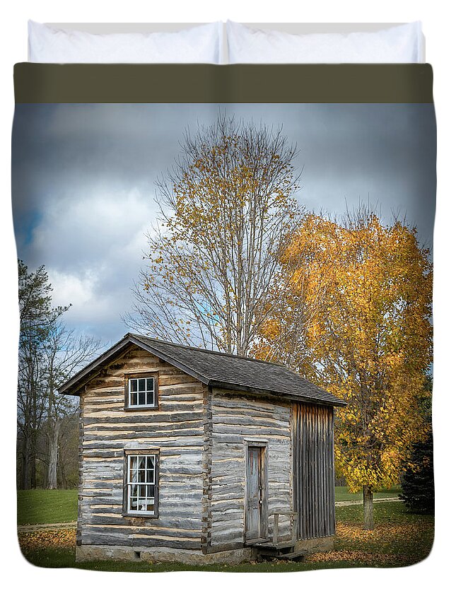 Cabin Duvet Cover featuring the photograph Retired Shed by Phil S Addis