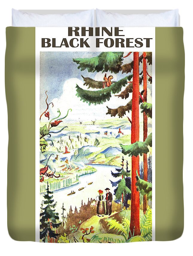 German Duvet Cover featuring the digital art Rhine river and Black Forest by Long Shot