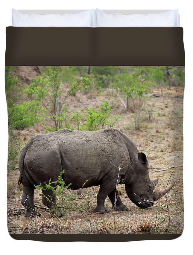  Duvet Cover featuring the photograph Rhino by Eric Pengelly
