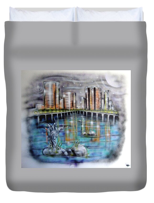 Richmond Duvet Cover featuring the painting Richmond Va by Leigh Odom