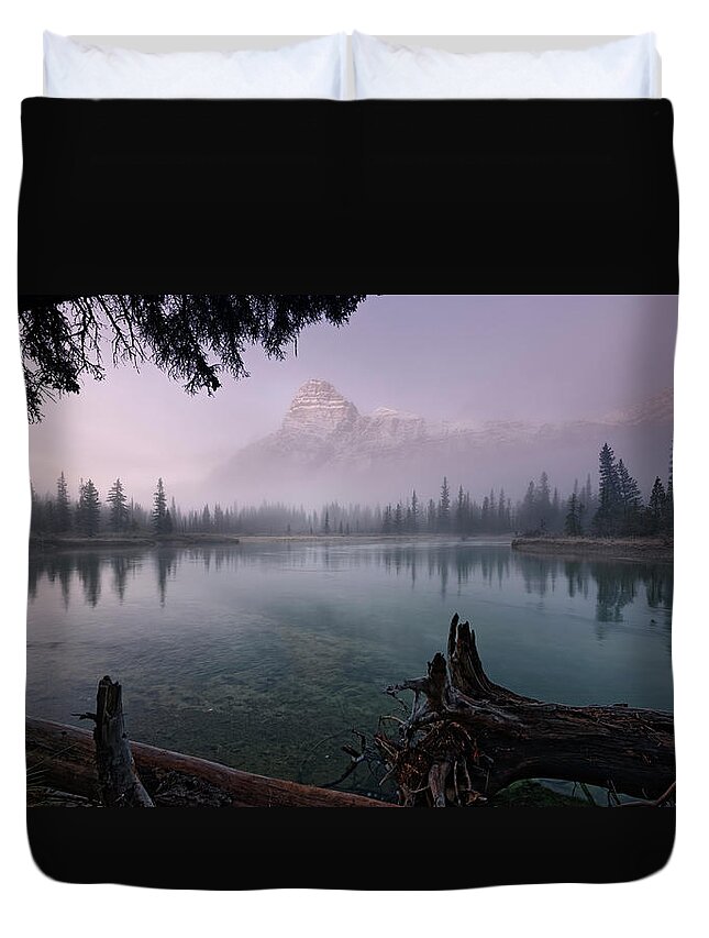 Banff Duvet Cover featuring the photograph Rising From The Fog by Dan Jurak