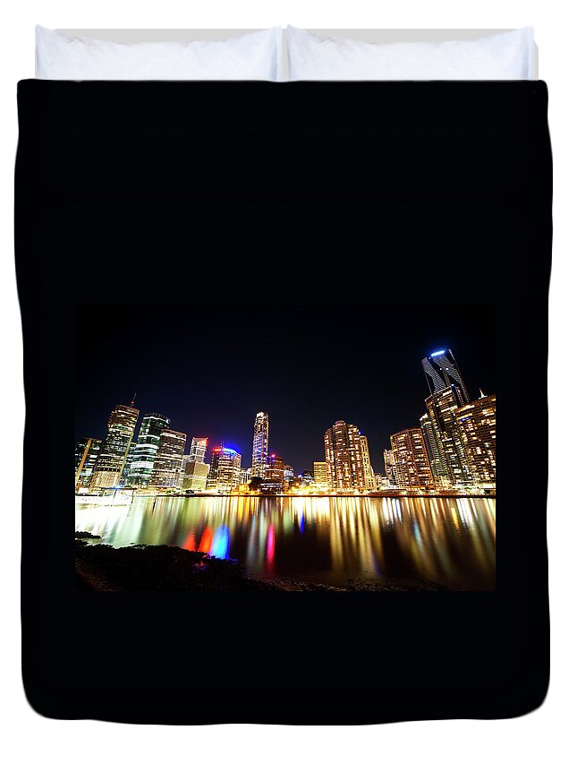 Downtown District Duvet Cover featuring the photograph River City by Quirex