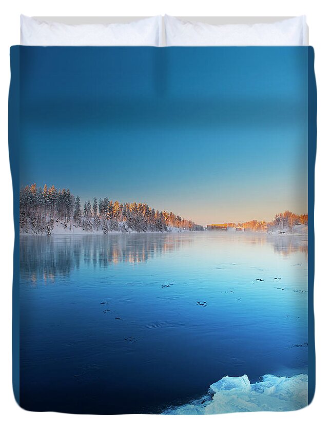 Scenics Duvet Cover featuring the photograph River In Scandinavia by Sjoeman