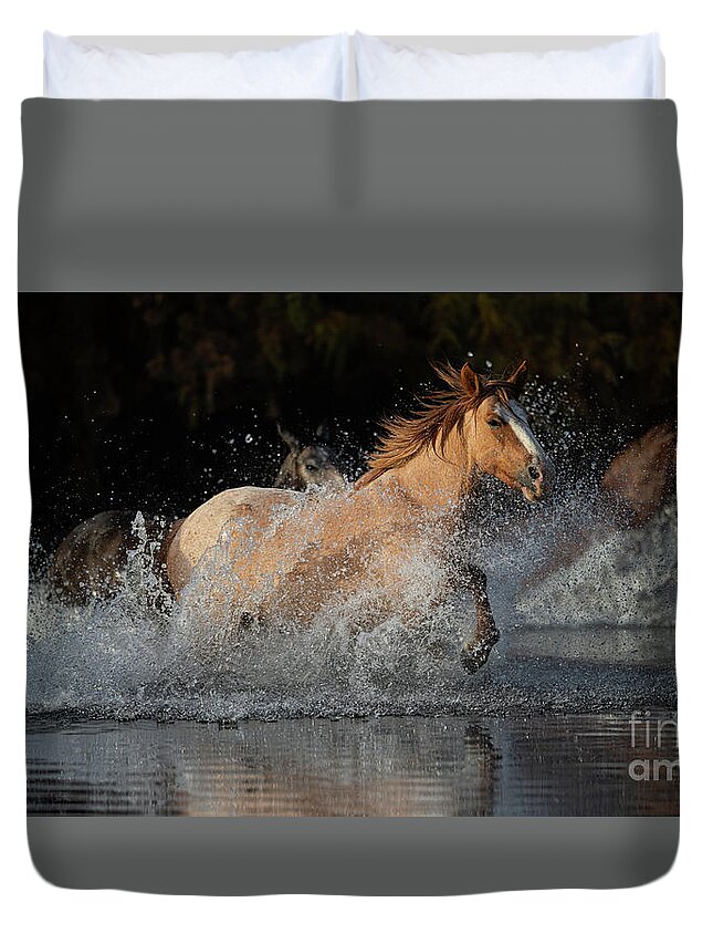 Horse Duvet Cover featuring the photograph River Run by Shannon Hastings