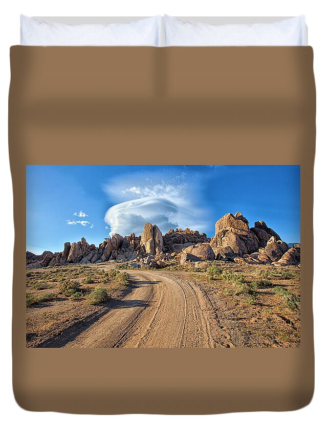Tranquility Duvet Cover featuring the photograph Road Into Alabama Hills by Mimi Ditchie Photography