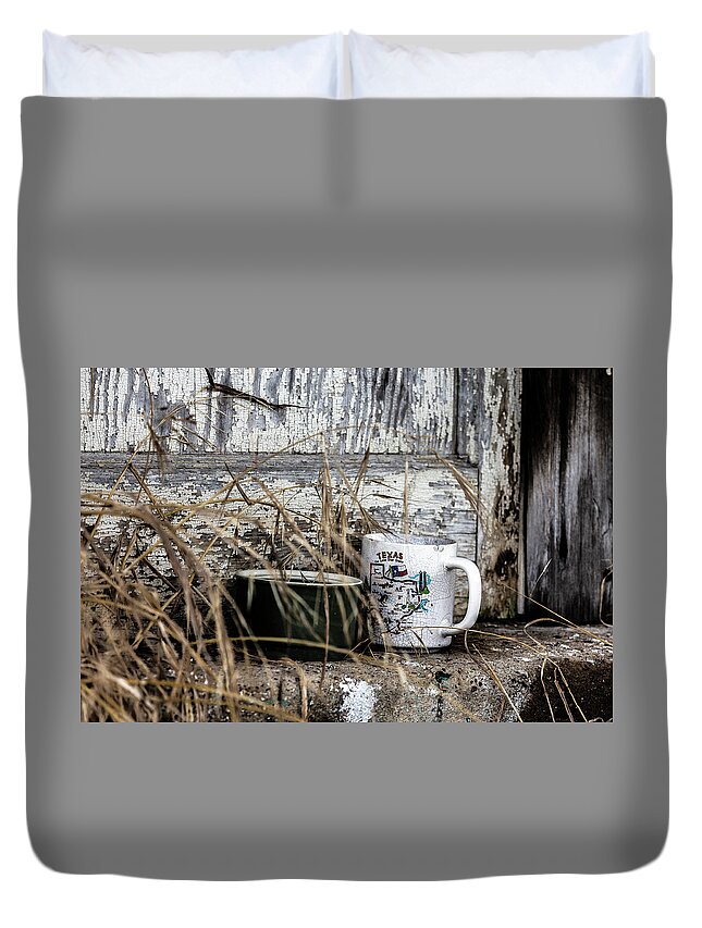 Photo Duvet Cover featuring the photograph Road side coffee by Jason Hughes