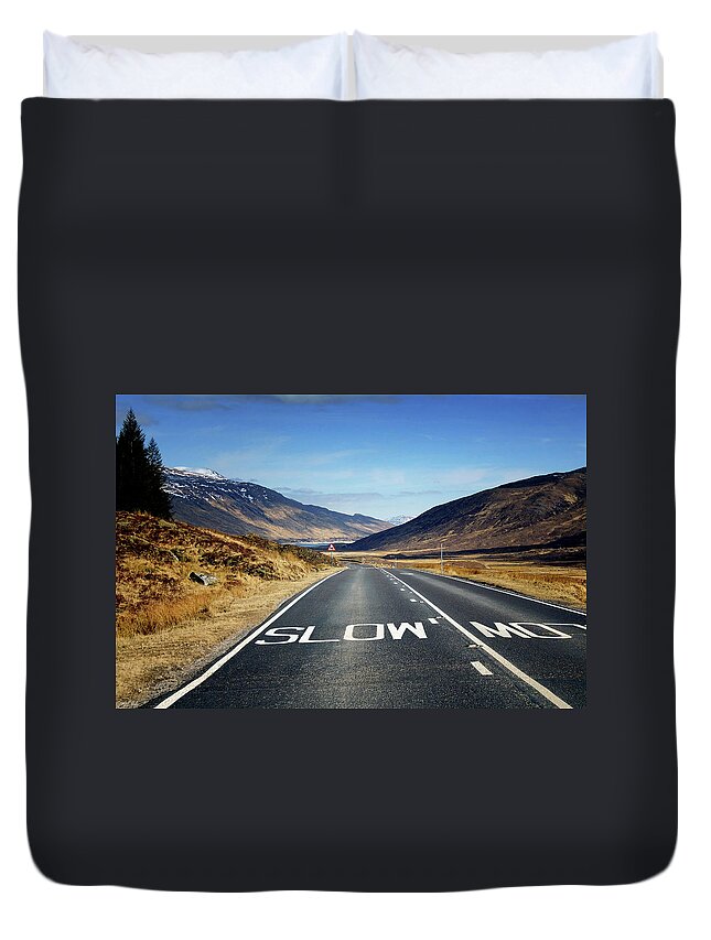 Tranquility Duvet Cover featuring the photograph Road Trip Through The Highlands Of by Andrew Lockie