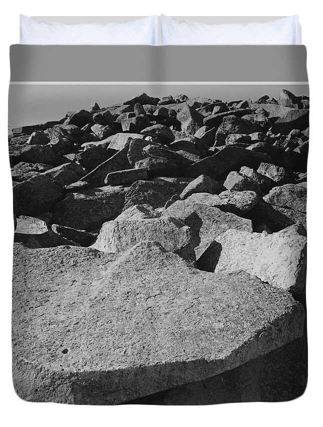 Rock Duvet Cover featuring the painting Rock formation Moraine Rocky Mountain National Park Colorado 1933 - 1942 by Ansel Adams
