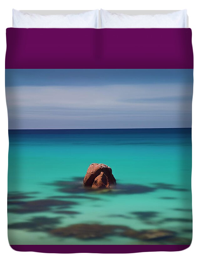 Tranquility Duvet Cover featuring the photograph Rock In Indian Ocean, Cape Naturaliste by Peter Adams