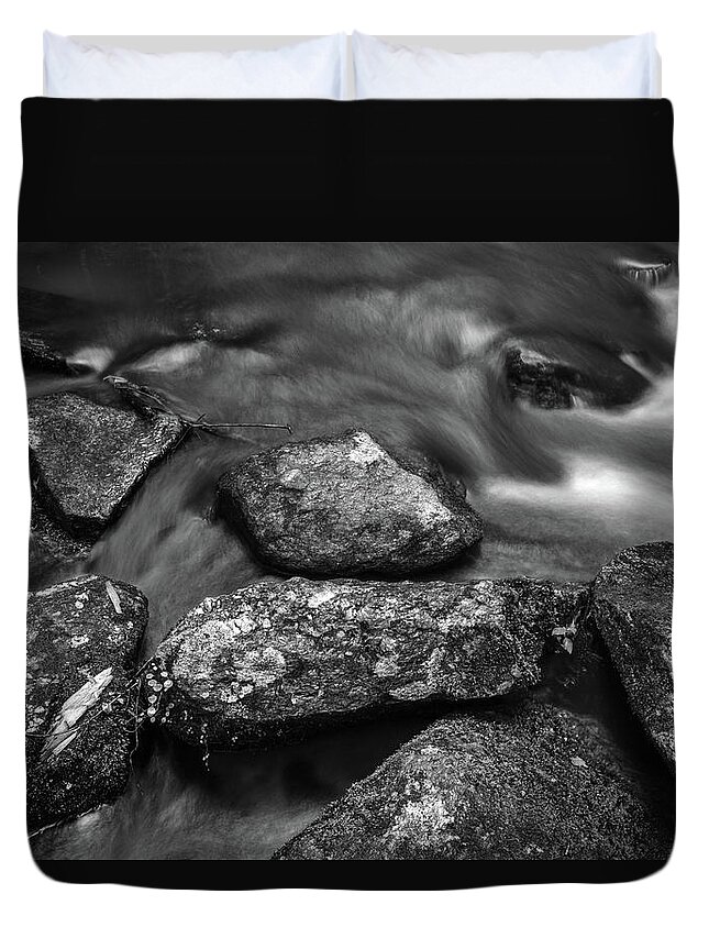 Rocks Duvet Cover featuring the photograph Rocks in Stream Study 1 by Lindsay Garrett